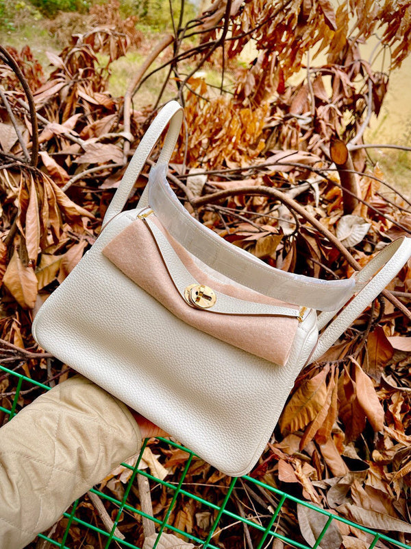 Side view of effortless structured handbag