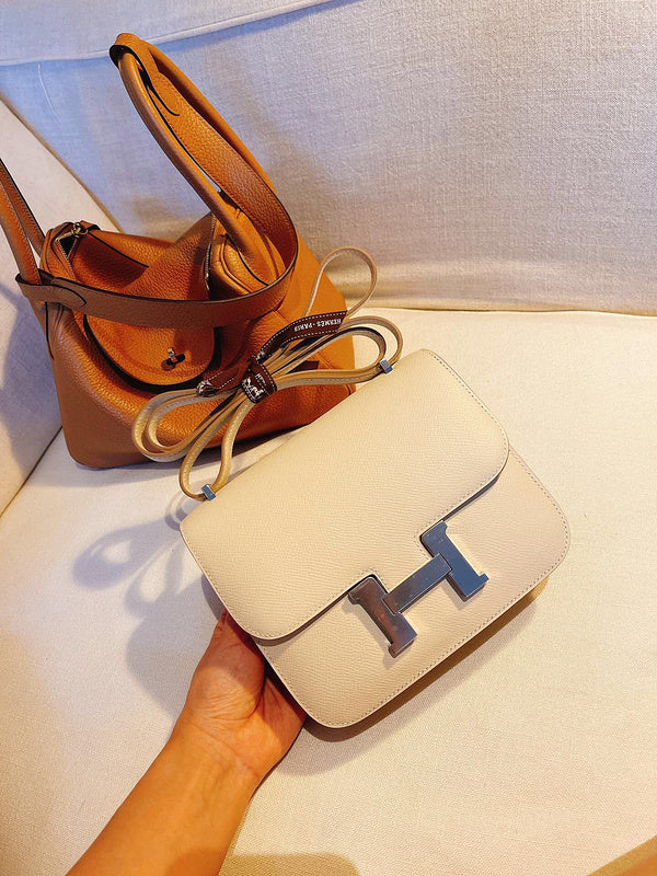 Side view of refined structured handbag