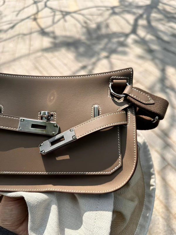 Side view of modernist structured handbag