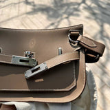 Side view of modernist structured handbag