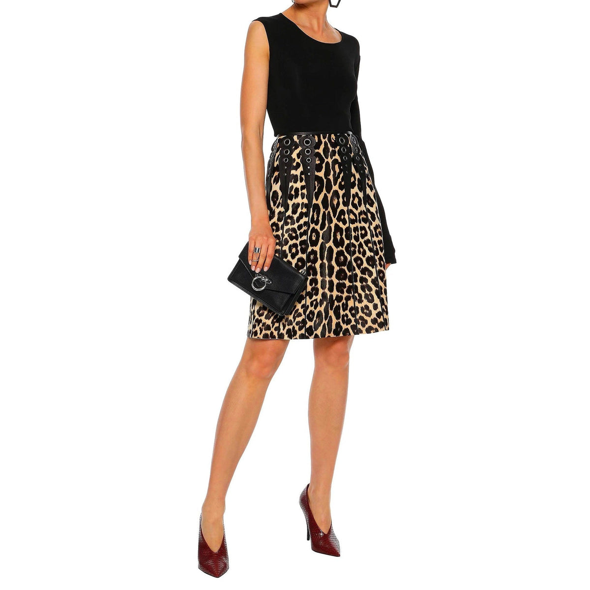 Bottega Veneta Skirts? Bottega Veneta Leopard Print Calf Hair Skirt Women Chic Everyday Designer Skirt