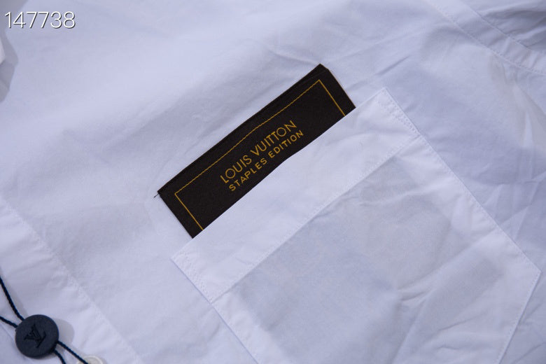 Front view of Louis Vuitton luxury clothing with monogram-inspired silhouette