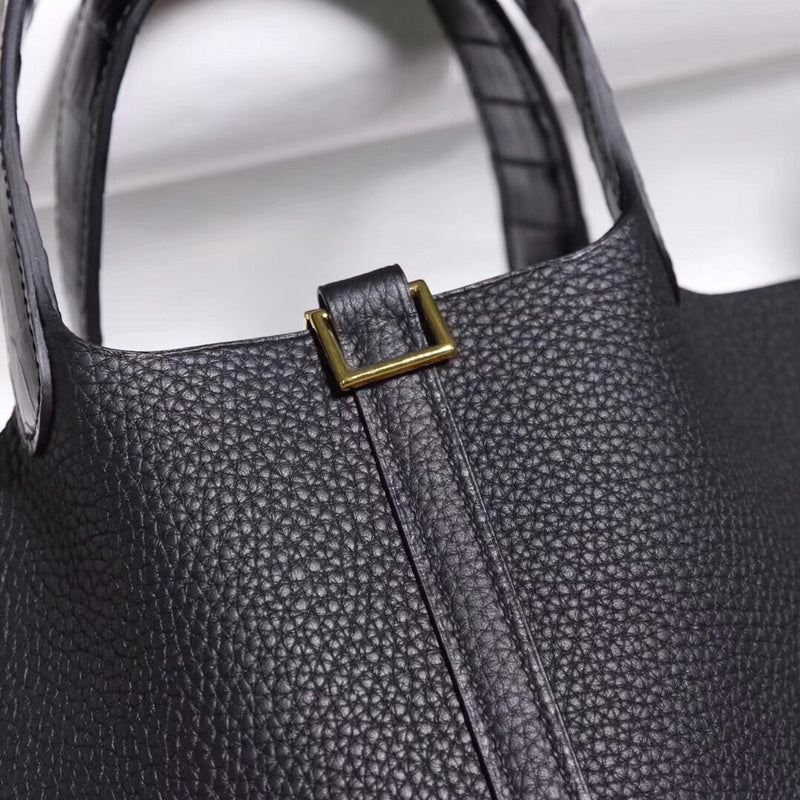 Close-up detail of understated bag design