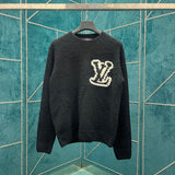 Back view of Louis Vuitton luxury clothing with label-forward styling