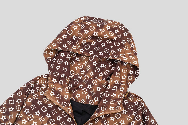 Full styled look of Louis Vuitton luxury clothing with logo-detail design