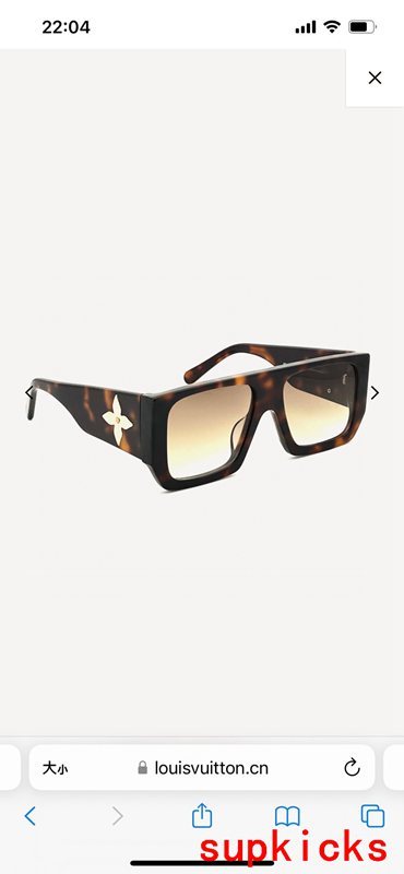 Close-up detail view of Louis Vuitton unisex sunglasses