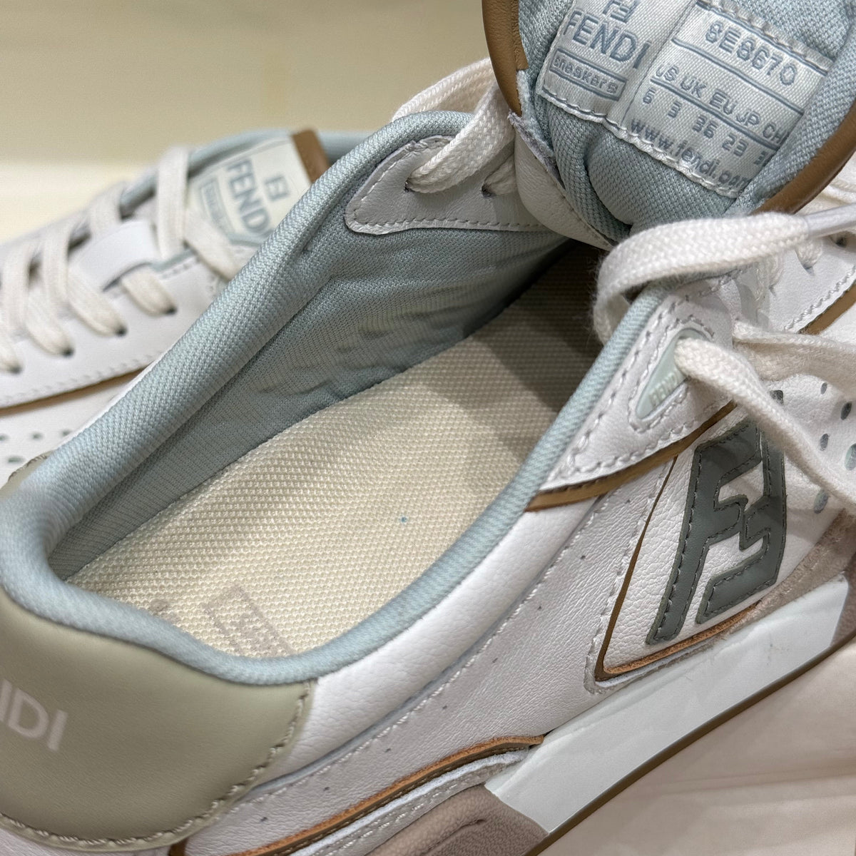 Side profile of Fendi Sneakers showcasing structured silhouette