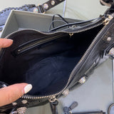 Statement Faux Leather Handbag - Polished Finish | Women's Luxury Handbag #363 - styled full view (image 7) of designer-inspired handbag