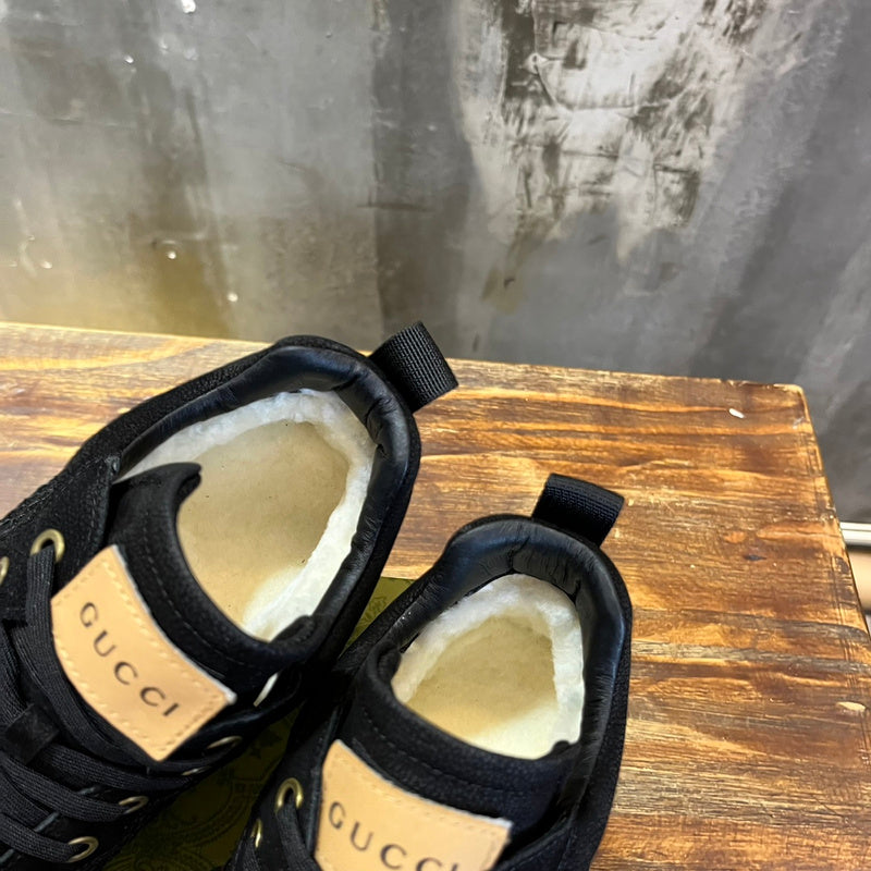 Gucci tonal black luxury sneakers view 8 premium leather build