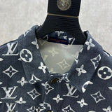 Close-up detail shot of Louis Vuitton luxury clothing with runway-inspired design