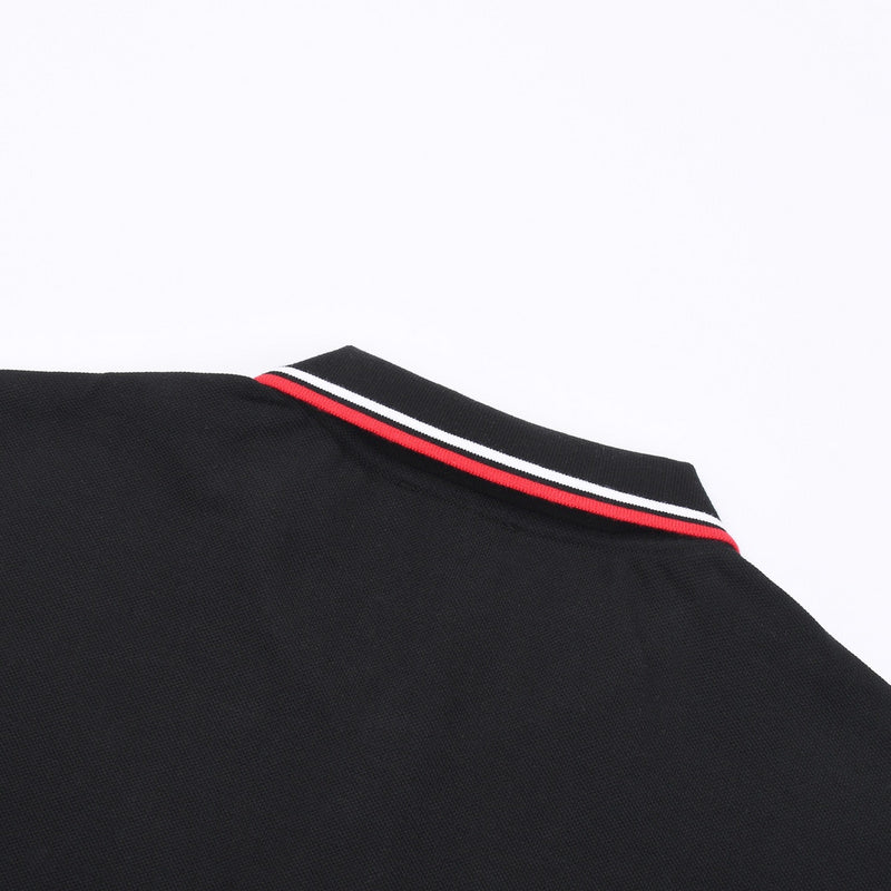 Side profile of Polo cotton polo shirt with monogram-inspired silhouette