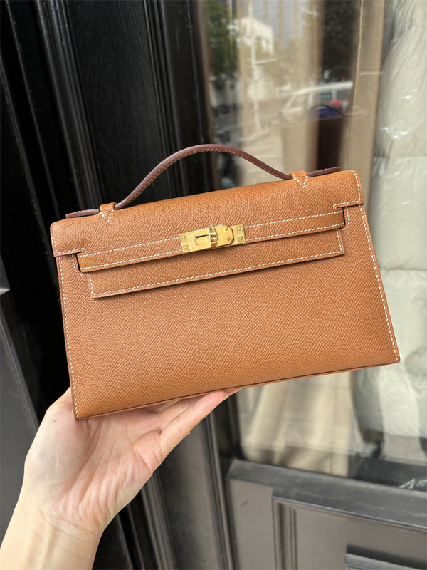 Side view of modernist structured handbag