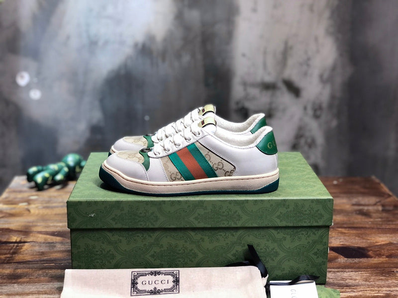 Gucci stone beige luxury sneakers view 4 bold athletic profile