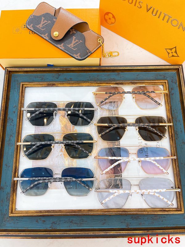 Close-up detail view of Louis Vuitton unisex sunglasses