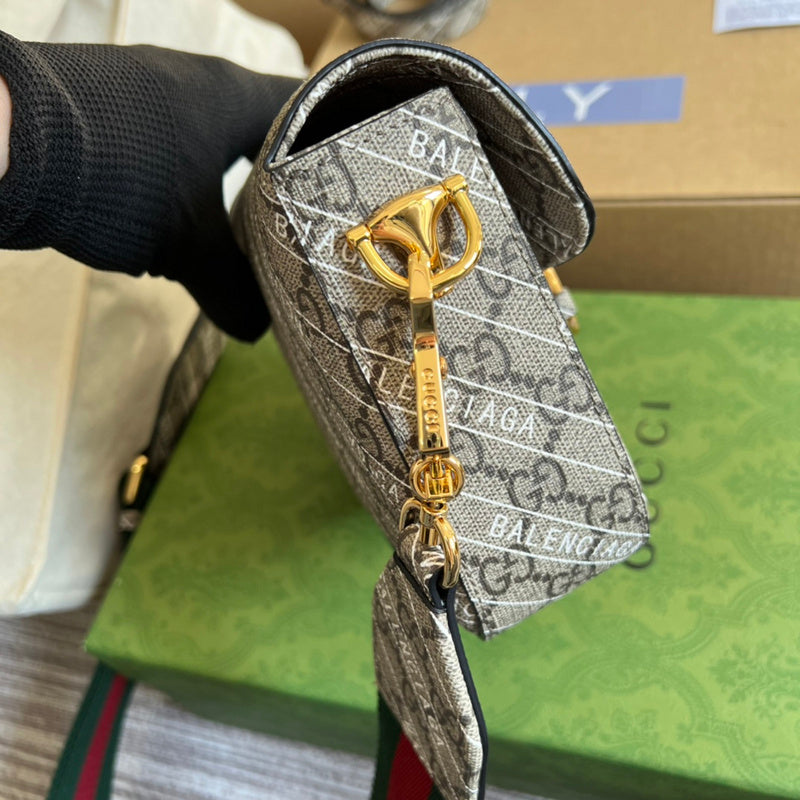 Top view of classic signature women's handbag – women's designer-style accessory