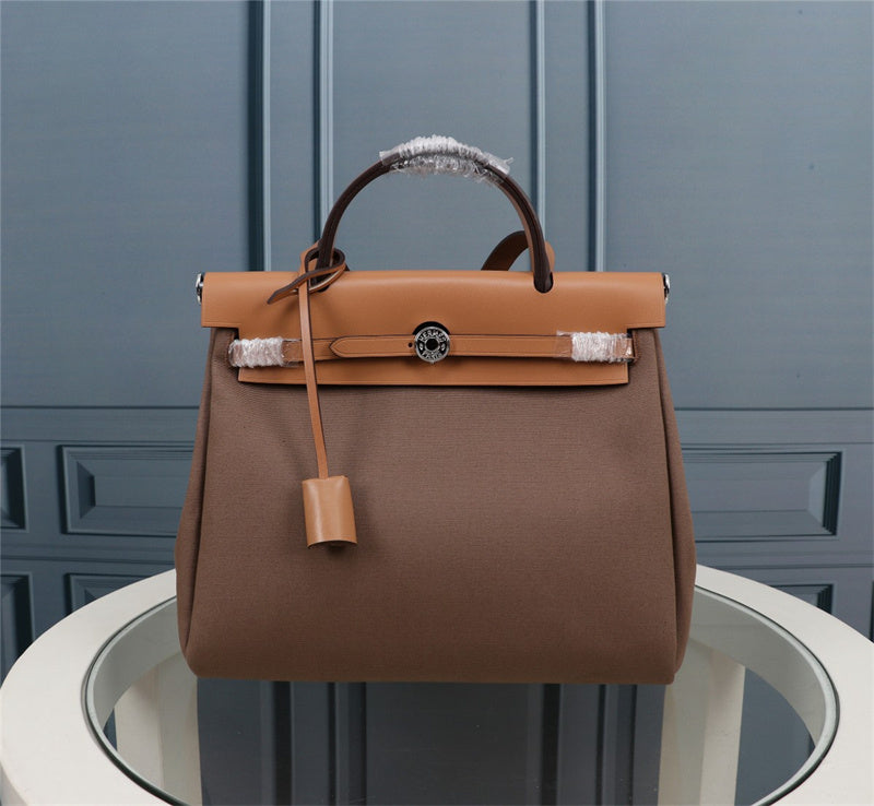 Side view of minimalist structured handbag