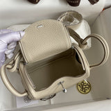 Side view of polished structured handbag