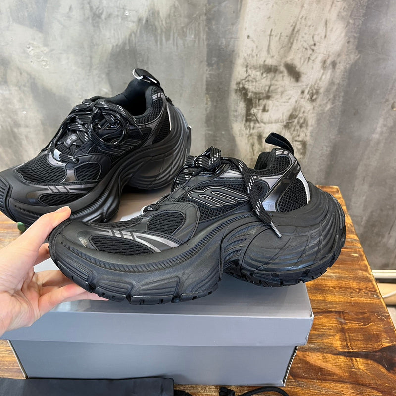 Balenciaga White Chunky Platform Sneakers - Back View