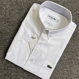 Side profile of Lacoste luxury clothing with logo-detail design