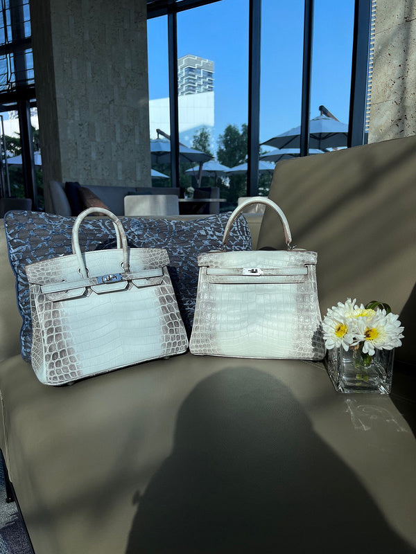 Side view of modern structured handbag
