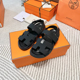 Hermès Red Ankle Strap Sandals - Angled View