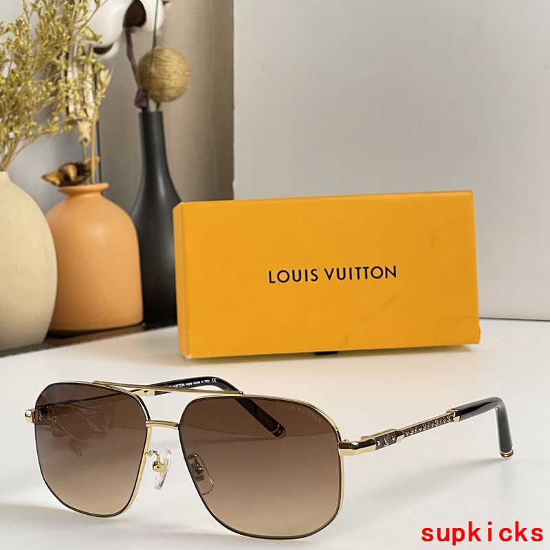 Close-up detail view of Louis Vuitton unisex sunglasses