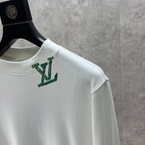 Flat lay presentation of Louis Vuitton luxury clothing with monogram-inspired silhouette