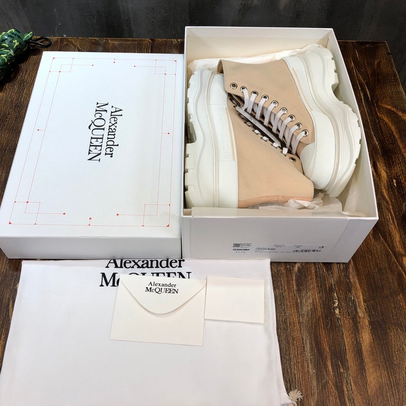Alexander McQueen Beige Pointed-Toe Stiletto Heels - Back View