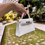 Close-up detail of sophisticated bag design