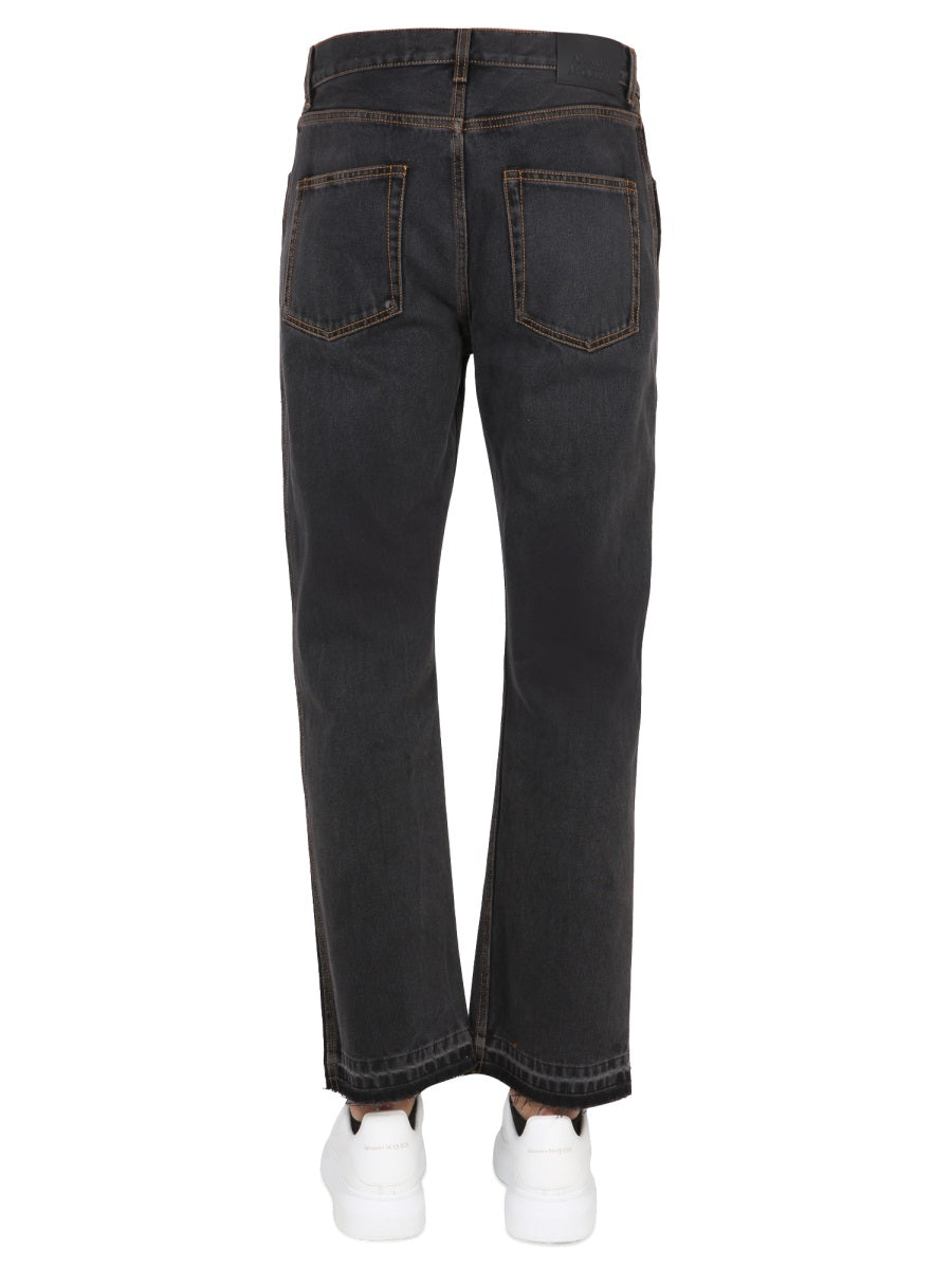 Alexander McQueen Jeans? Alexander Mcqueen Men Raw Cut Jeans Classic Everyday Designer Jeans