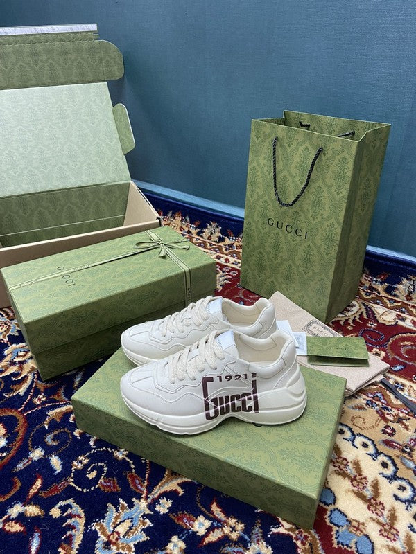 Gucci neutral cream luxury sneakers view 8 breathable knit upper