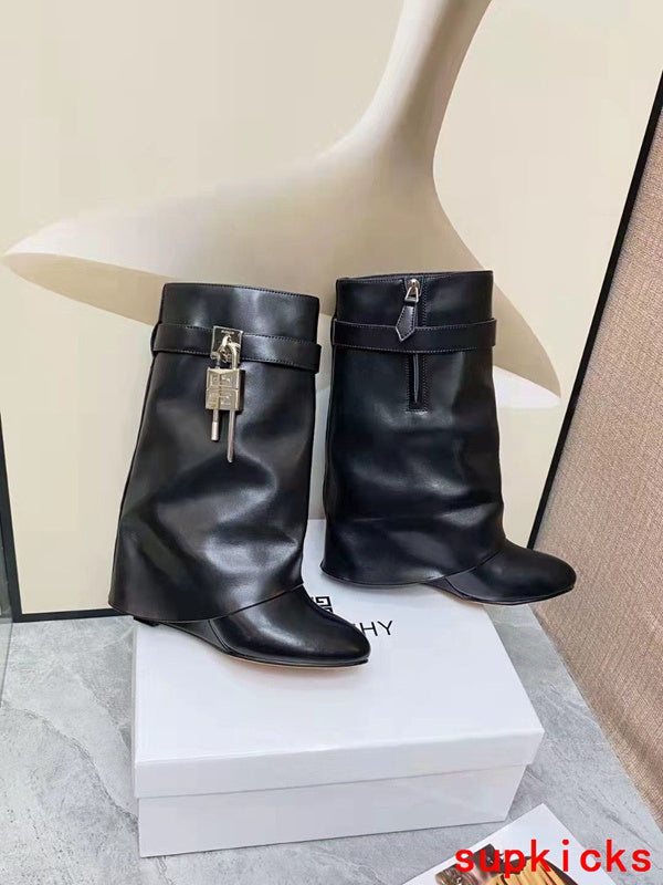 Givenchy Black Combat Boots - Side Profile View