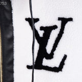 Front view of Louis Vuitton luxury clothing with signature branding