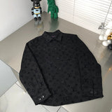 Back view of Louis Vuitton luxury clothing with signature branding