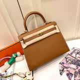 Side view of streamlined structured handbag