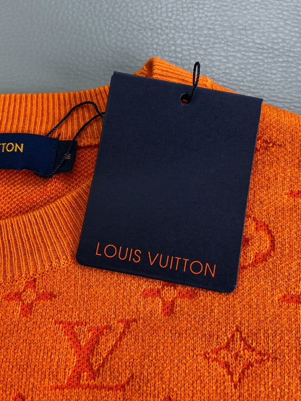 Back view of Louis Vuitton luxury clothing with monogram-inspired silhouette