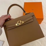 Side view of contemporary structured handbag