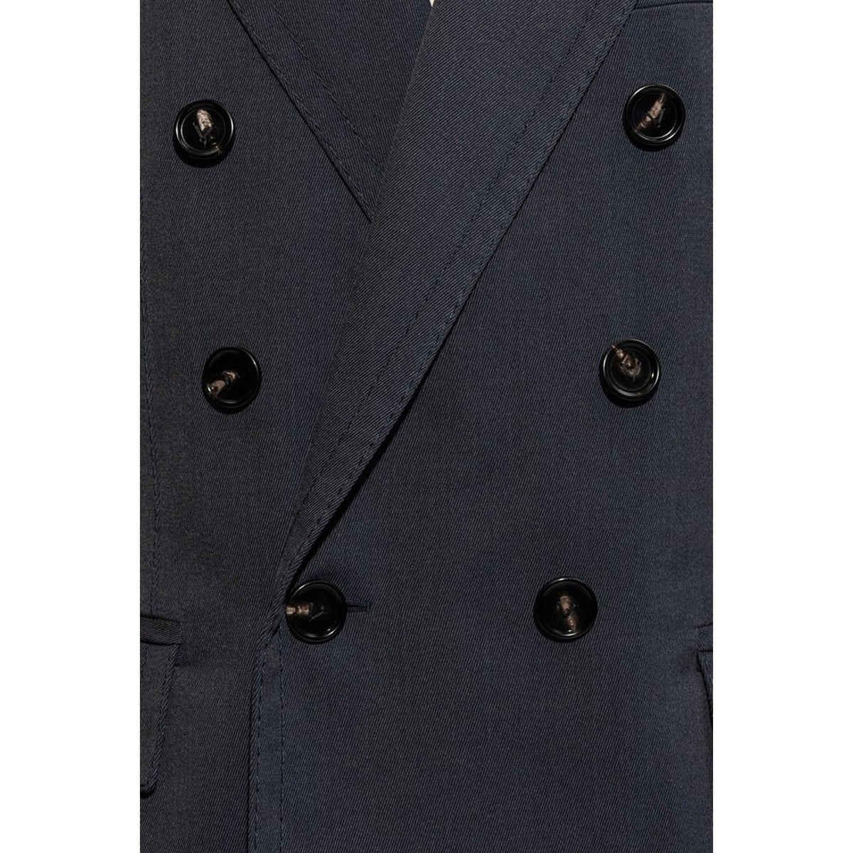 Close-up of Bottega Veneta jackets hardware and fine stitching