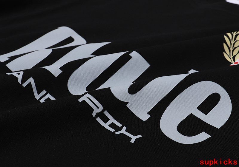 Close-up detail shot of Rhude luxury clothing with contemporary cut