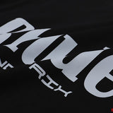 Close-up detail shot of Rhude luxury clothing with contemporary cut