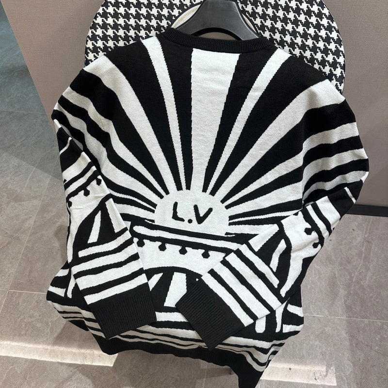 Side profile of Louis Vuitton luxury clothing with runway-inspired design