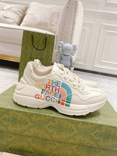 Gucci Luxury sneakers in tonal black premium leather build front view