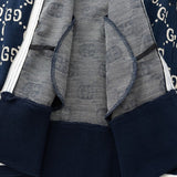 Back view of Gucci luxury clothing with logo-detail design