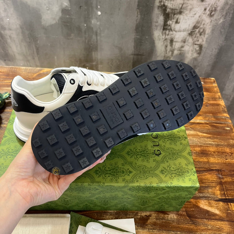Gucci fresh white-and-black luxury sneakers view 6 signature lace-up style