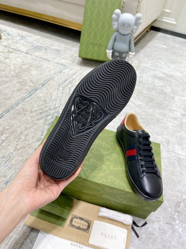 Side profile of Gucci two-tone sneakers minimalist modern build