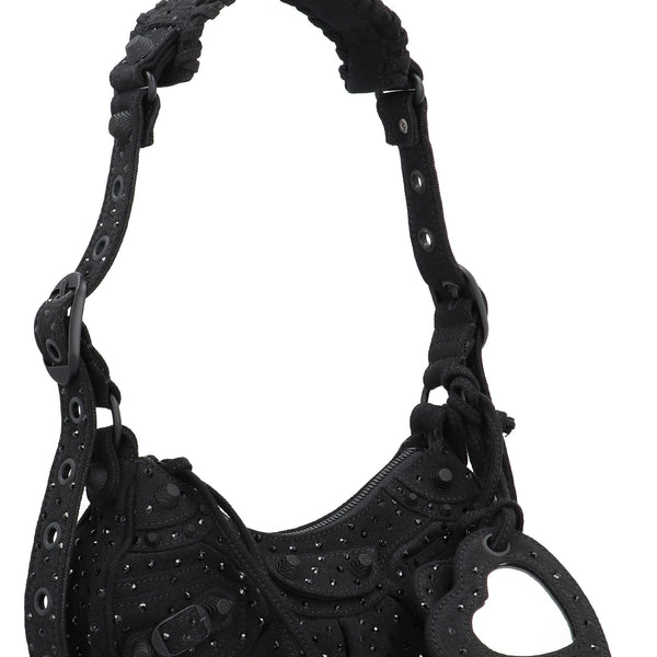 Balenciaga Bags? BALENCIAGA Mini Rhinestone-Studded Crossbody Handbag Luxury Designer Leather Handbag