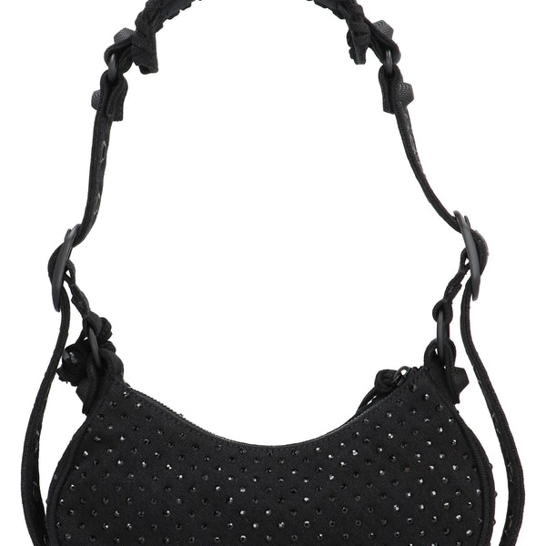 Balenciaga Bags? BALENCIAGA Mini Rhinestone-Studded Crossbody Handbag Luxury Designer Leather Handbag