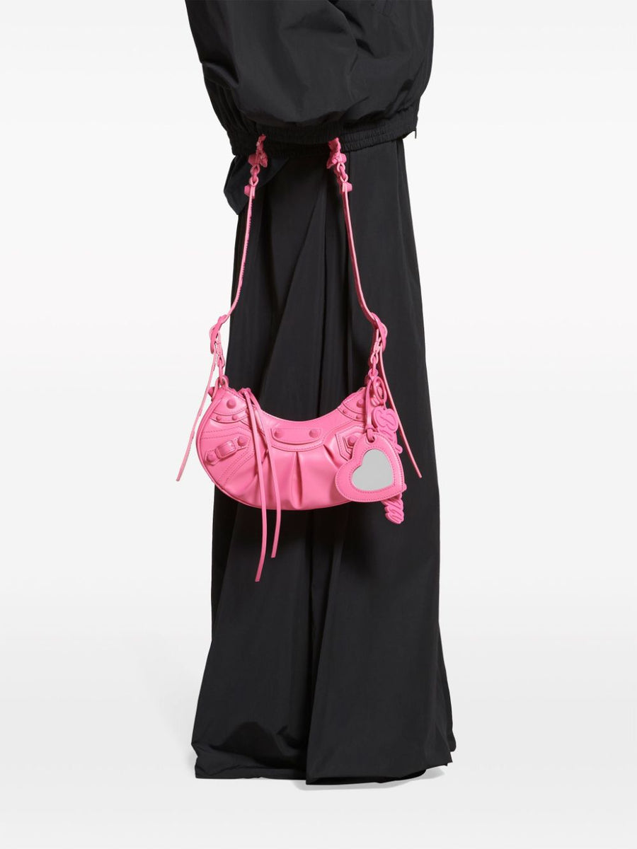 Close-up of Balenciaga handbags hardware and fine stitching