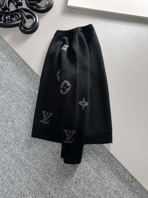 Side profile of Louis Vuitton luxury clothing with signature branding