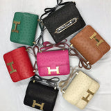 Side view of balanced structured handbag